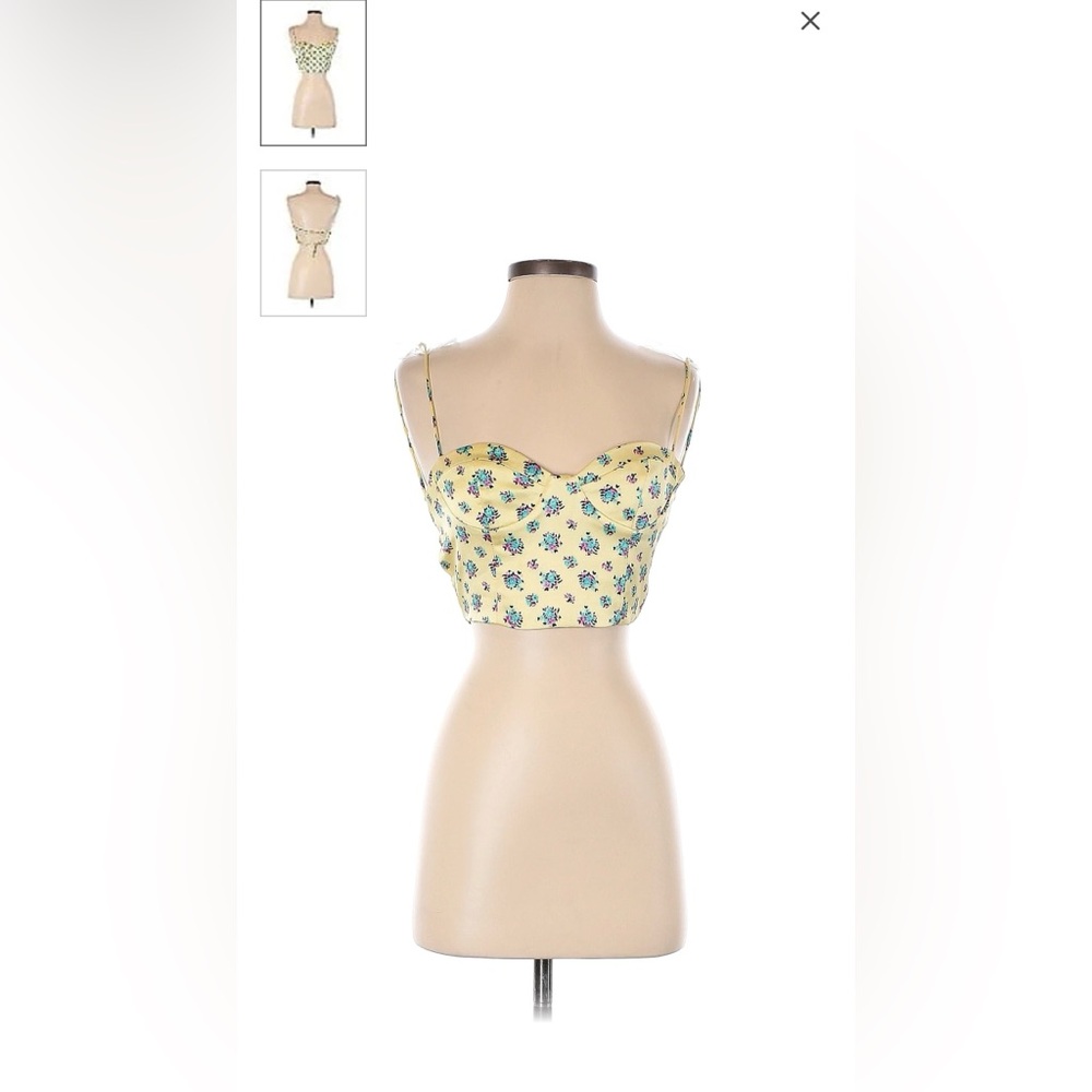 Zara Satin Floral Backless Sleeveless Blouse Top Extra Small XS